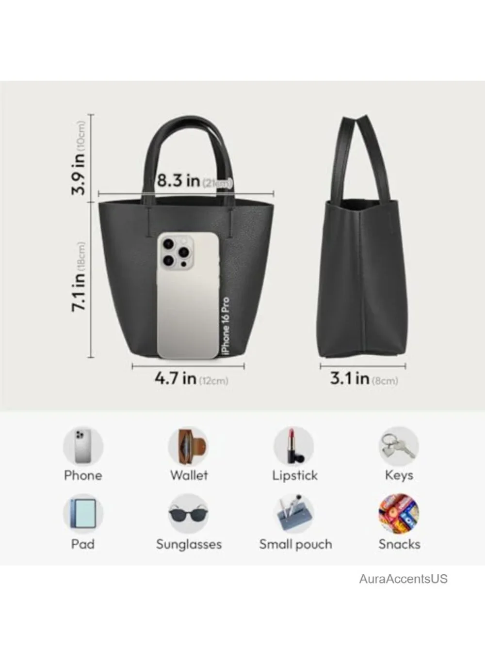 Mini Faux Leather Tote Bag for Work